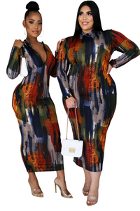 Bring out your inner Baddie With This Beautiful Dress Very Stretchy but Hugs Your Curves In All The Right Places Long sleeve & Reversible, Wear The Zipper In The Front Or Back Also Available In Our Curve Sizes  95% Polyester 5% Spandex